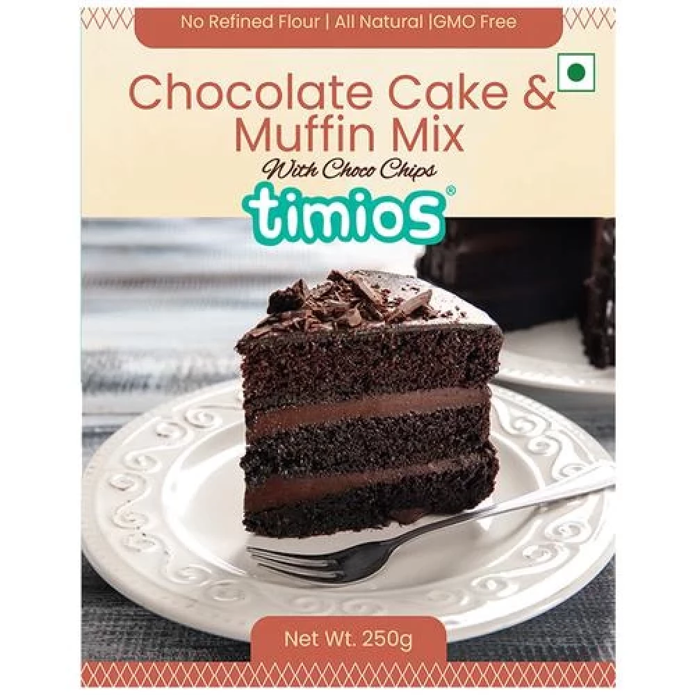Timios Chocolate Cake & Muffin Mix - Made With Multigrain, 250 g Box-1.webp